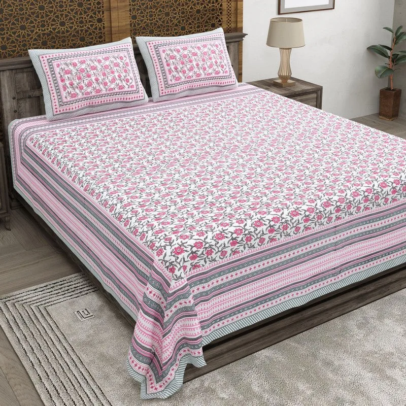 Crafto Cotton Bedsheet (Pink) - 240 TC media 1