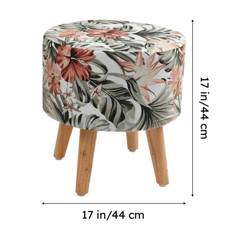 Avira Floral Print Multicolor Engineered Wood Ottomans - Set Of Two media 8