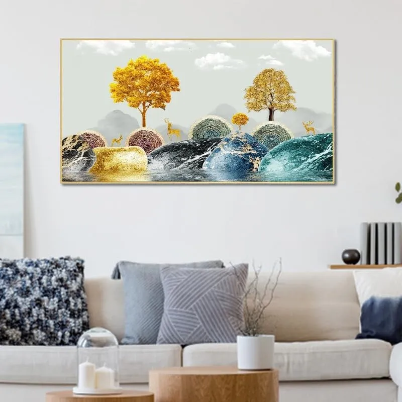 Golden Utopia Canvas Wall Painting With Frame media 3