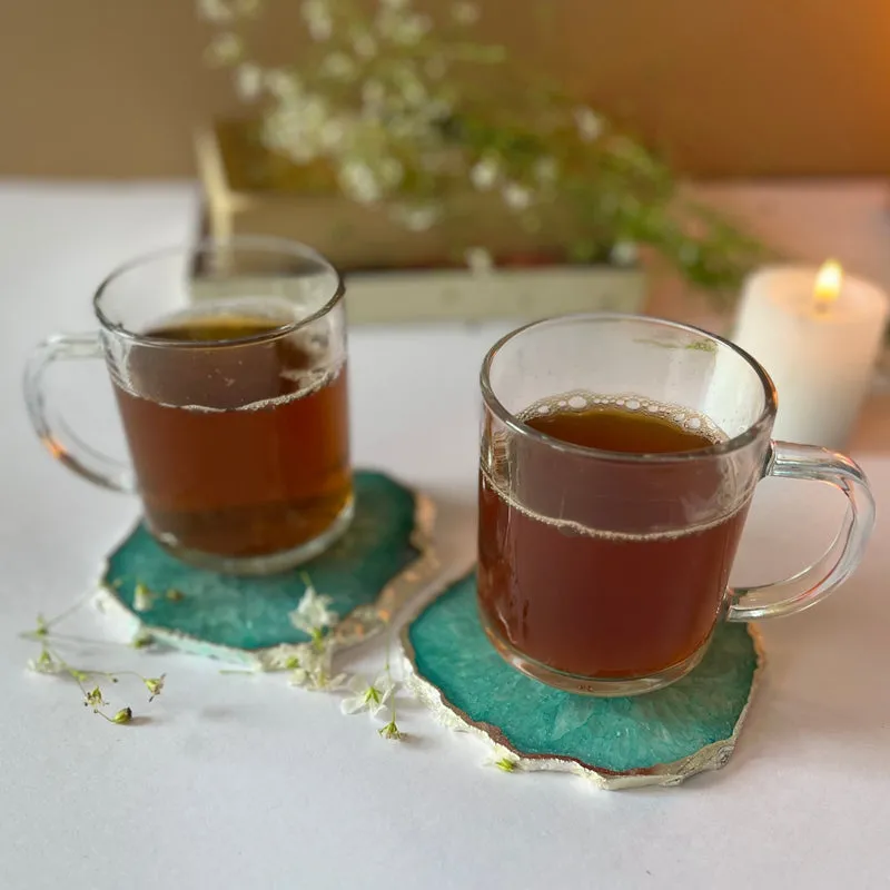 Byrona Handcrafted Crystal Agate Coaster (Green) - Set Of Two media 5