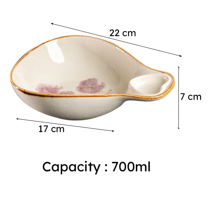 Dual Section Rustic Edge Serving Bowl(700 mL) - Set Of Two media 6