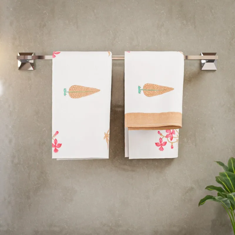 Tropical Bloom Cotton Hand Towel (Brown) - Set Of Two media 3