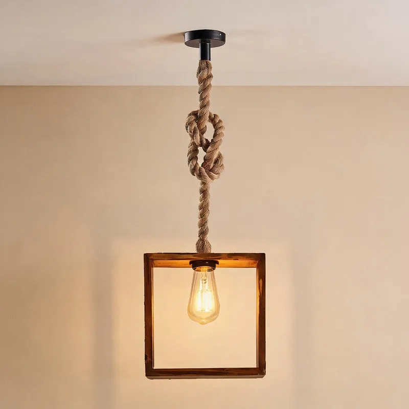 SquareLit Wooden Ceiling Lamp - Brown media 3