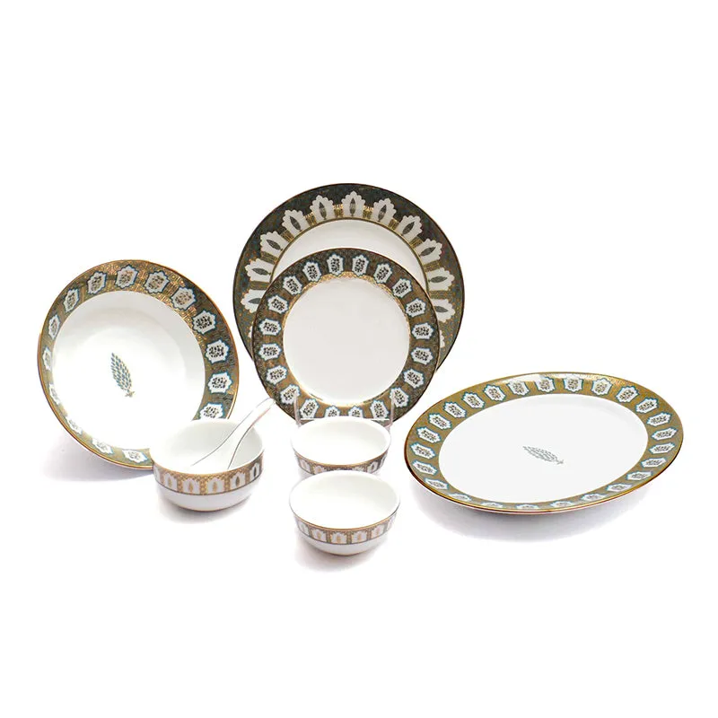 Gilded Chinar 24k Gold Brushed Porcelain Dinner Set - 33 Piece Set media 4