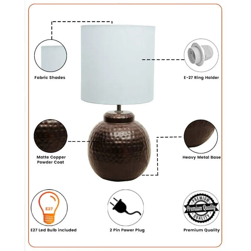 Lanai Pastha Fabric Table Lamp - White,Copper media 5