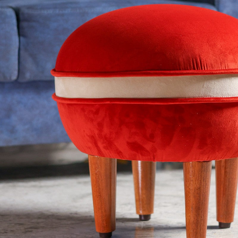 Contemporary Velvet Footrest Ottoman  Red media 5