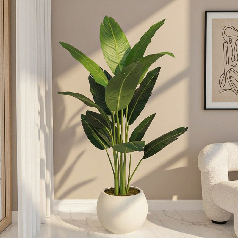 Ardella Artificial Banana Plant With Black Fiber Pot - 4.4 Feet