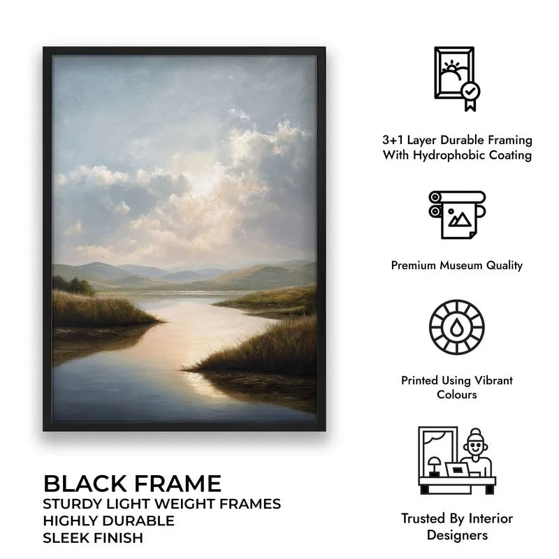 Pastel Horizons Archival Paper Wall Painting With Black Frame media 7
