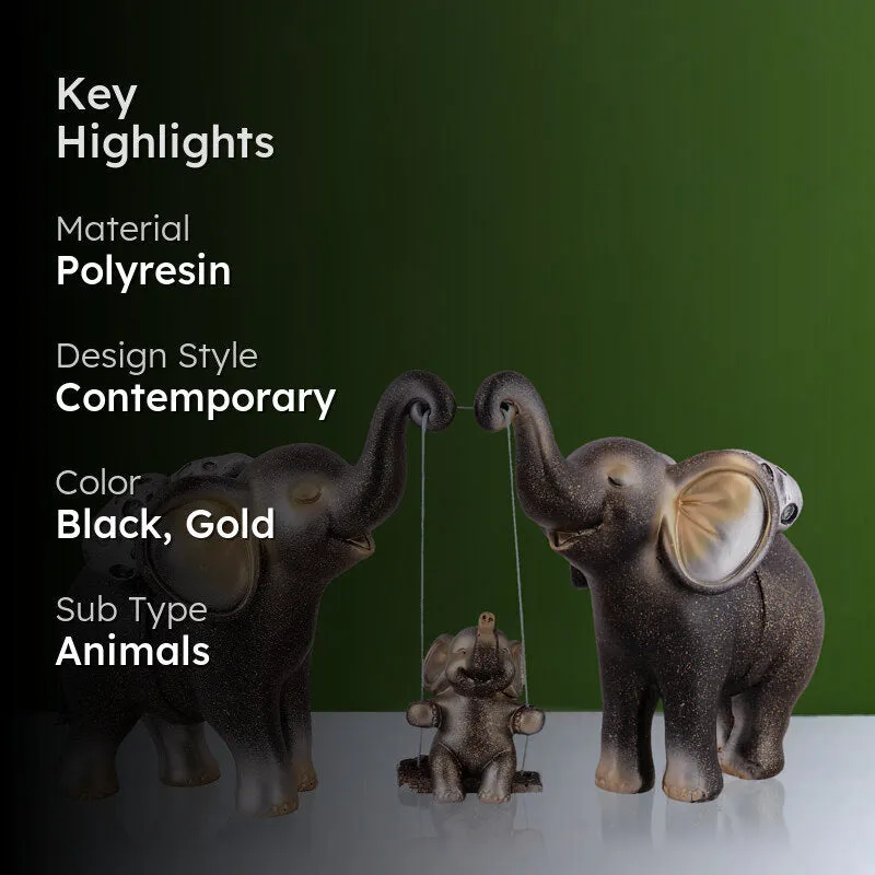 Tiny Tuskers Painted Polyresin Show Piece - Coffee media 2