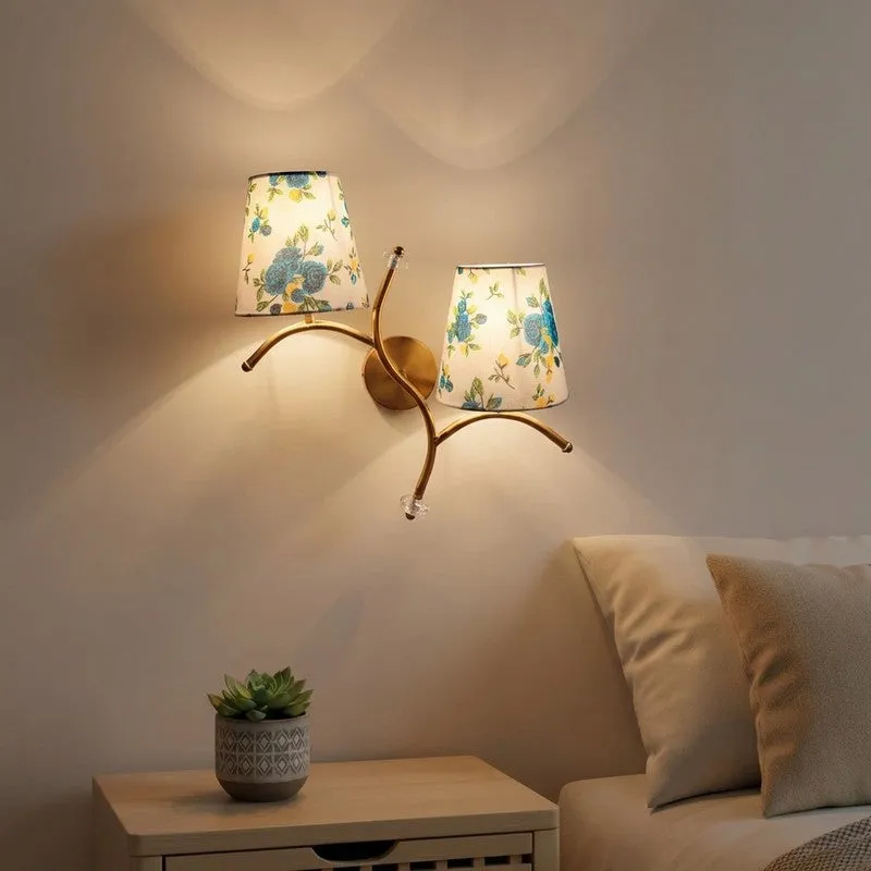 GlowStem Twin Cotton Wall Lamp - White & Blue media 1