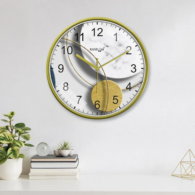 Stone & Gold Plastic Analog Wall Clock media 1