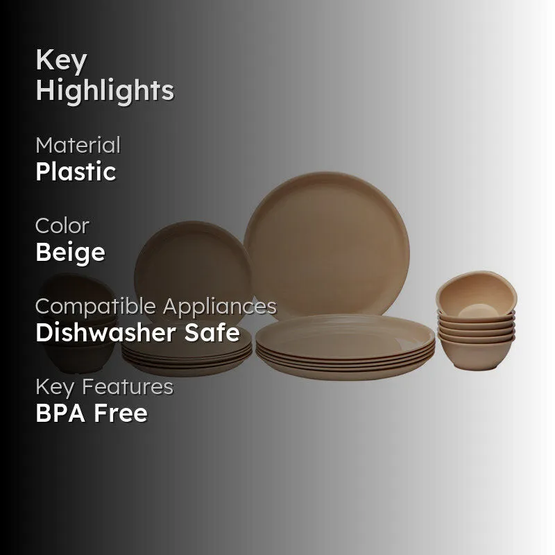 Mihaya Beige Dinner Set (400 ml) - 24 Piece Set media 2