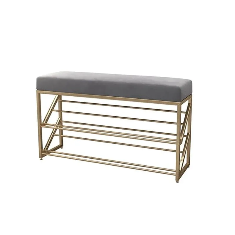 Adjustable Metal Shoe Rack - Gold,Grey media 6