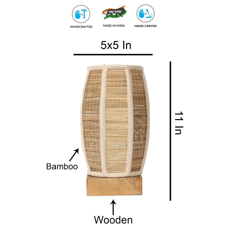 Wovara Edge Bamboo Table Lamp - Beige media 7