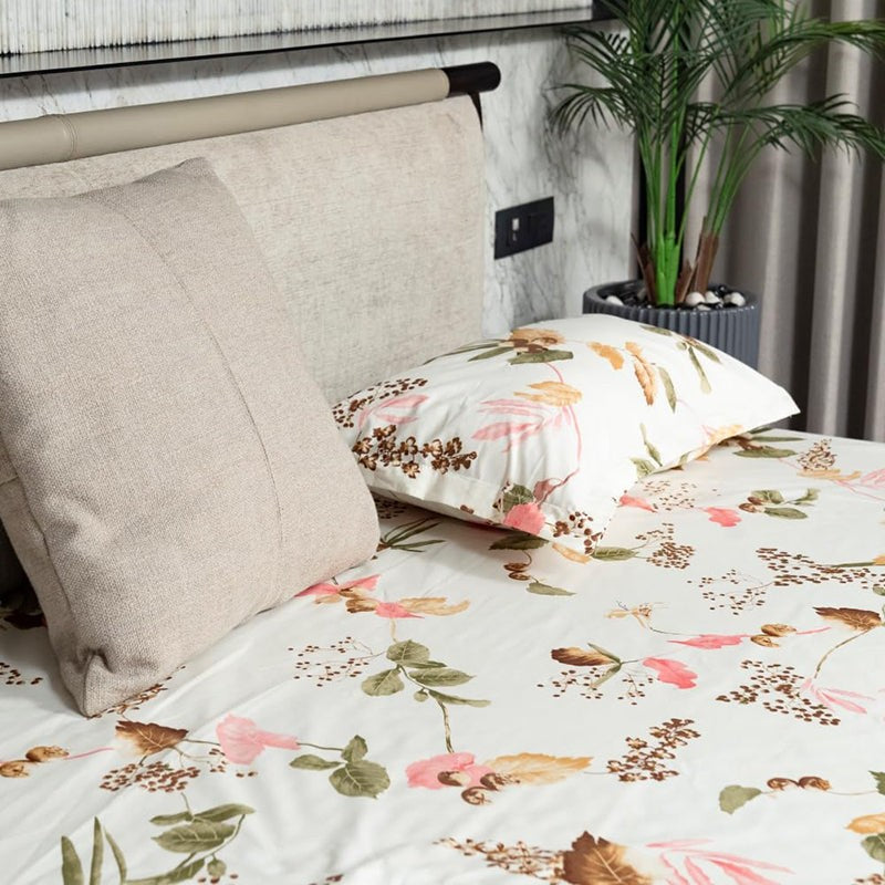Urban Space Cherry Blossom-Peach Cotton Bedsheet - 200 TC media 6