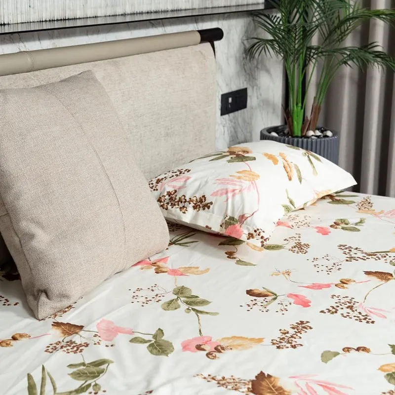 Urban Space Cherry Blossom-Peach Cotton Bedsheet - 200 TC media 6
