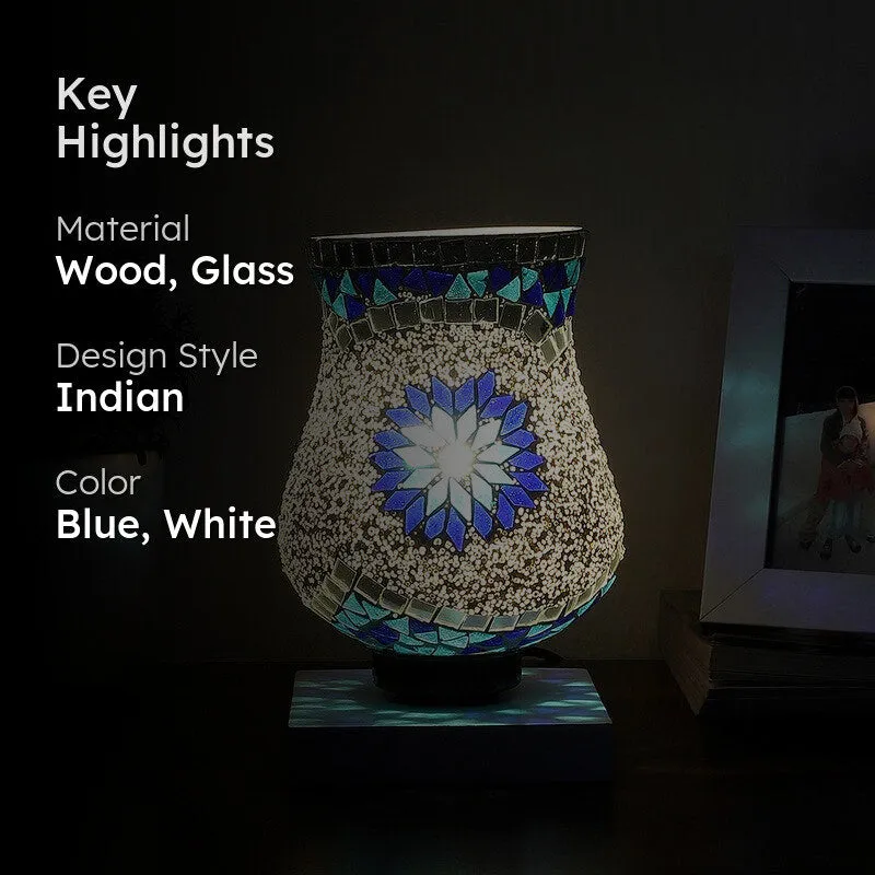 Chromabeam Mosaic Glass Table Lamp With Wooden Base media 2