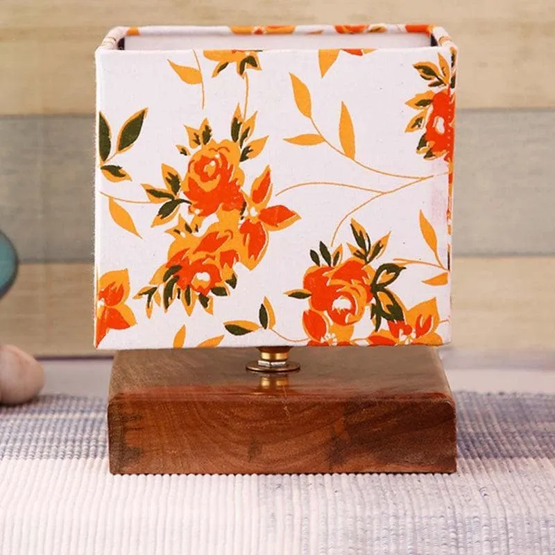 Orange Poppy Square Fabric Table Lamp - Multicolor media 3