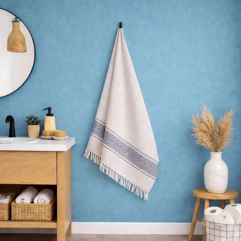 MosacStrip Cotton Bath Towel (Navy) - Set Of Two media 3