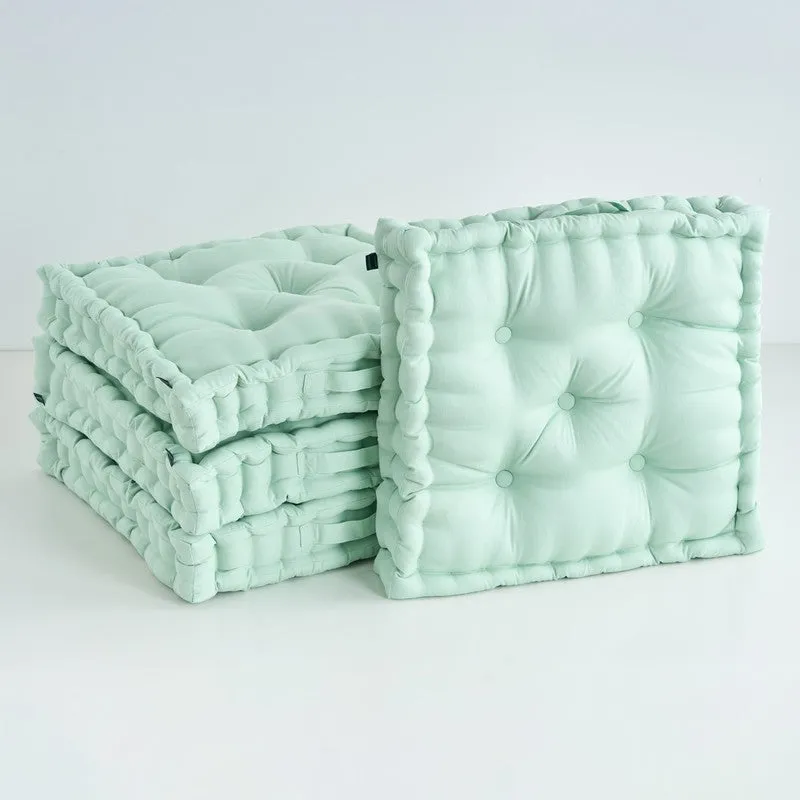 Fluffscape Solid Cotton Floor Cushion (Sage Green) - Set Of Four media 3