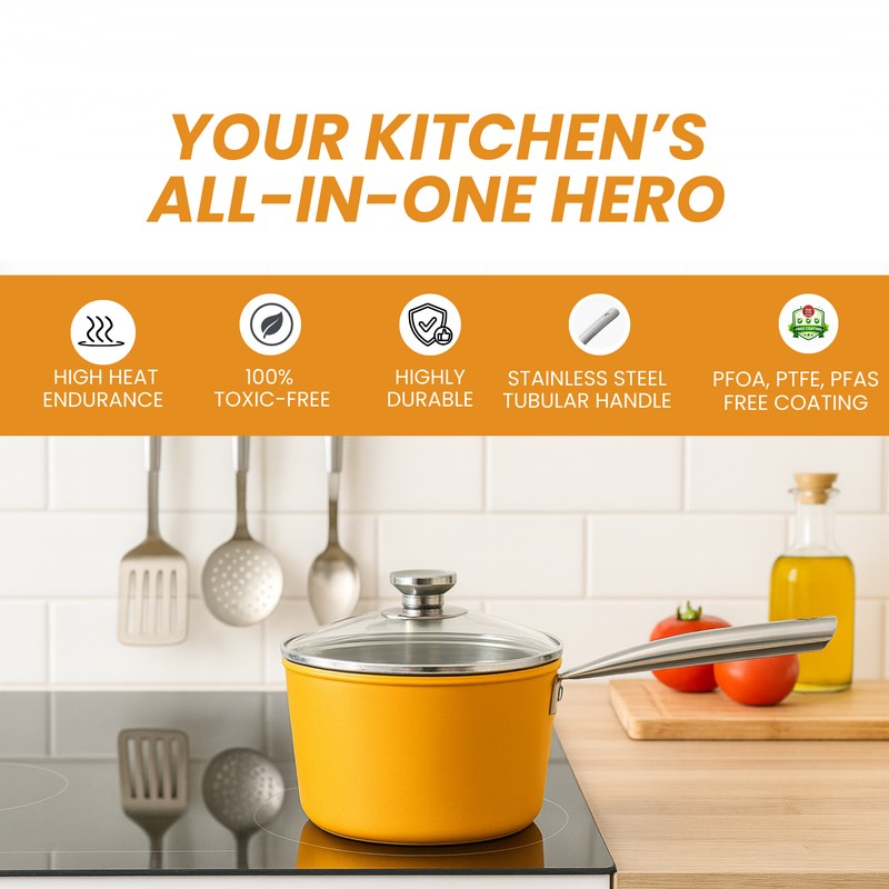 Salford Simmera Kitchen Ceramic Saucepan with Glass Lid - 1700 mL media 10