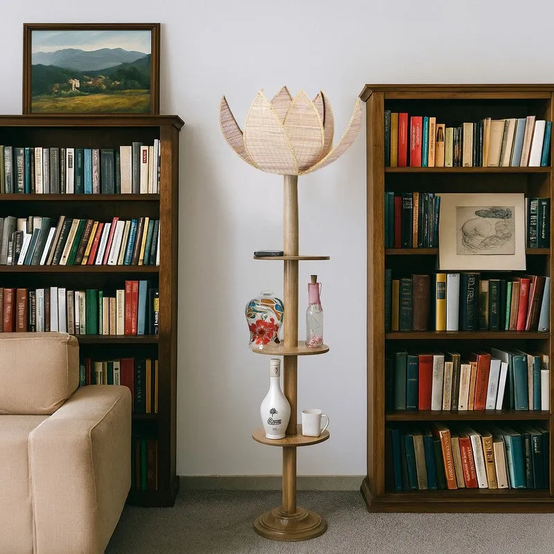 Monarch Halo Glow Wooden Floor Lamp - Beige media 4