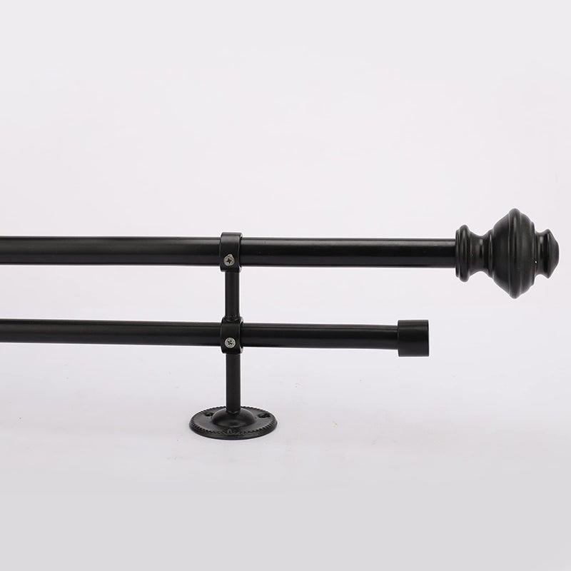 Vintage Etch Duo Extendable 1" Double Curtain Rod With Round Finial & Brackets media 4
