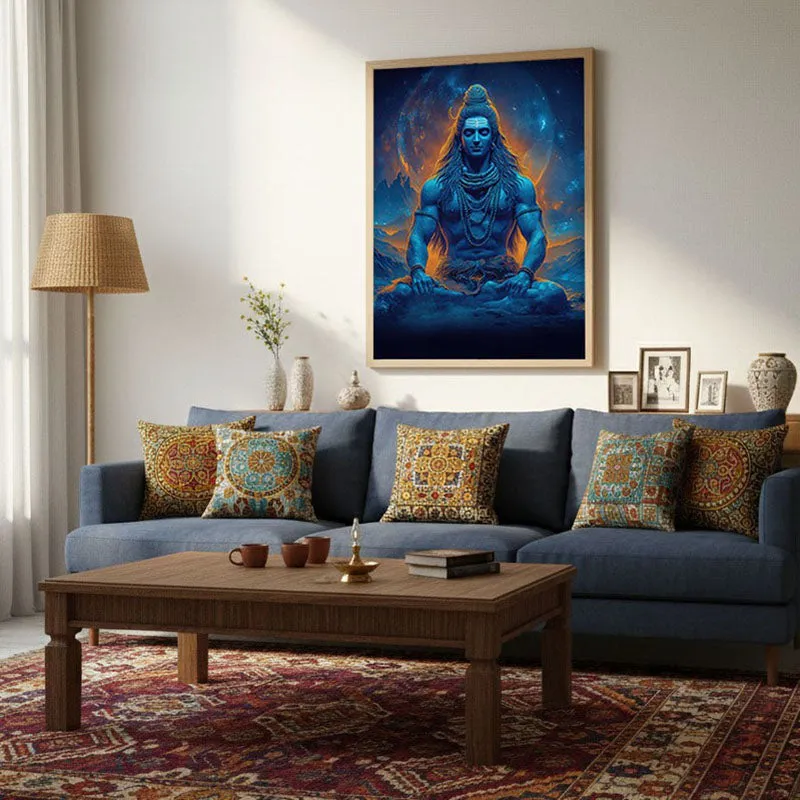 Peaceful Mahadev Meditating I Archival Paper Wall Art - Natural Brown Frame media 4