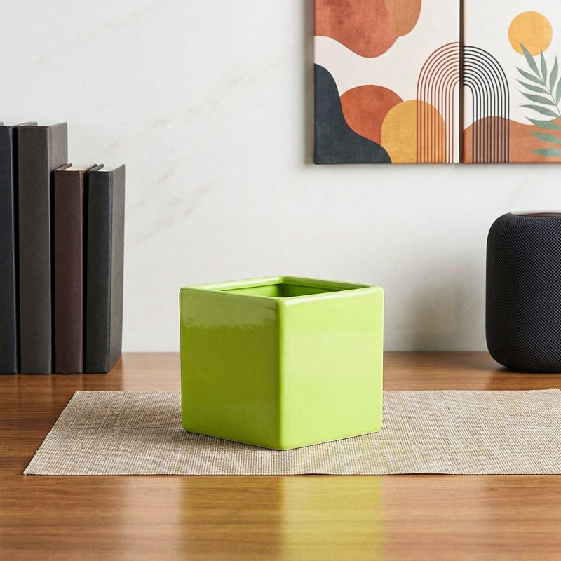 Ugaoo Square Light Green Ceramic Pot