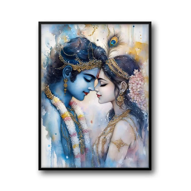 Radhe Gopala Spiritual Archival Paper Wall Painting With Frame - Black media 5
