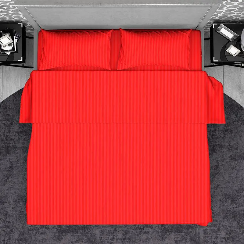 Chic Lines Geometric Cotton Bedsheet (Orange) - 210 TC media 4