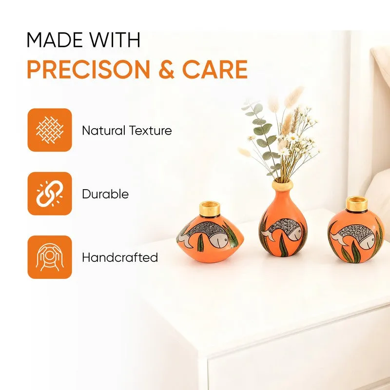 Indradyumn Terracotta Vase - Three Piece Set media 6