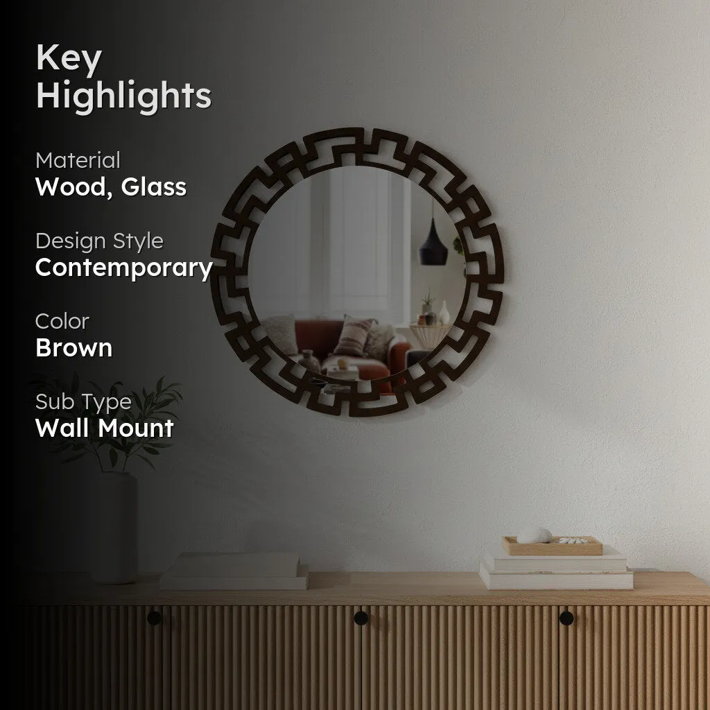 Greek Key Reflection Decorative Wall Mirror - Brown media 2