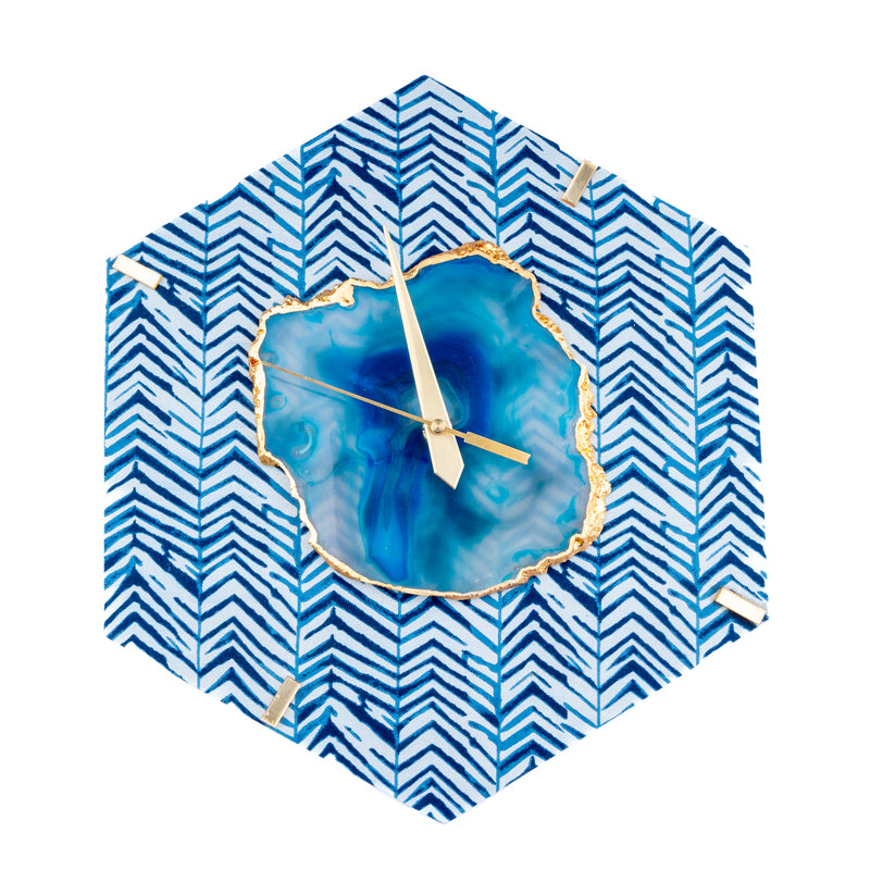 Azure Chevron MDF Wall Clock - Hexagon media 4