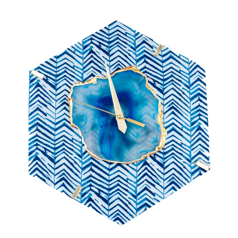 Azure Chevron MDF Wall Clock - Hexagon media 4