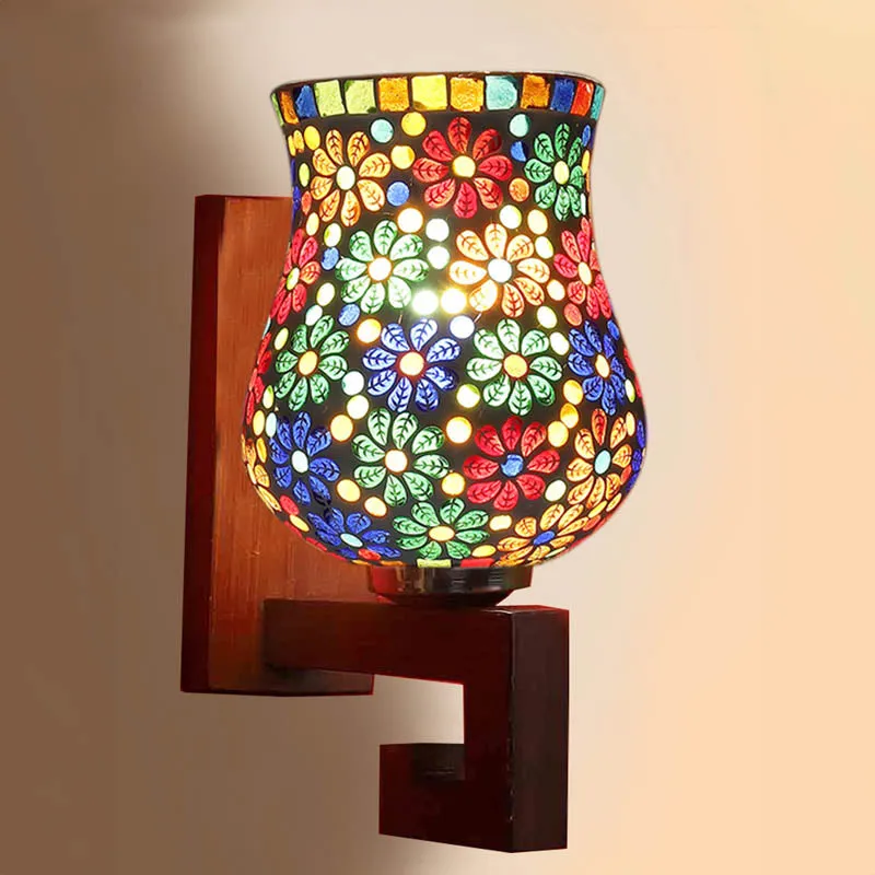 Regal Mosaic Wooden Wall Lamp media 4