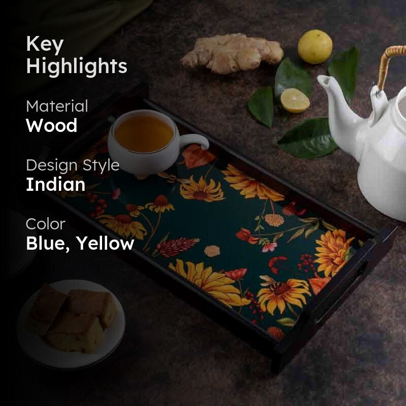 Floral Bliss Green Wooden Trays media 2