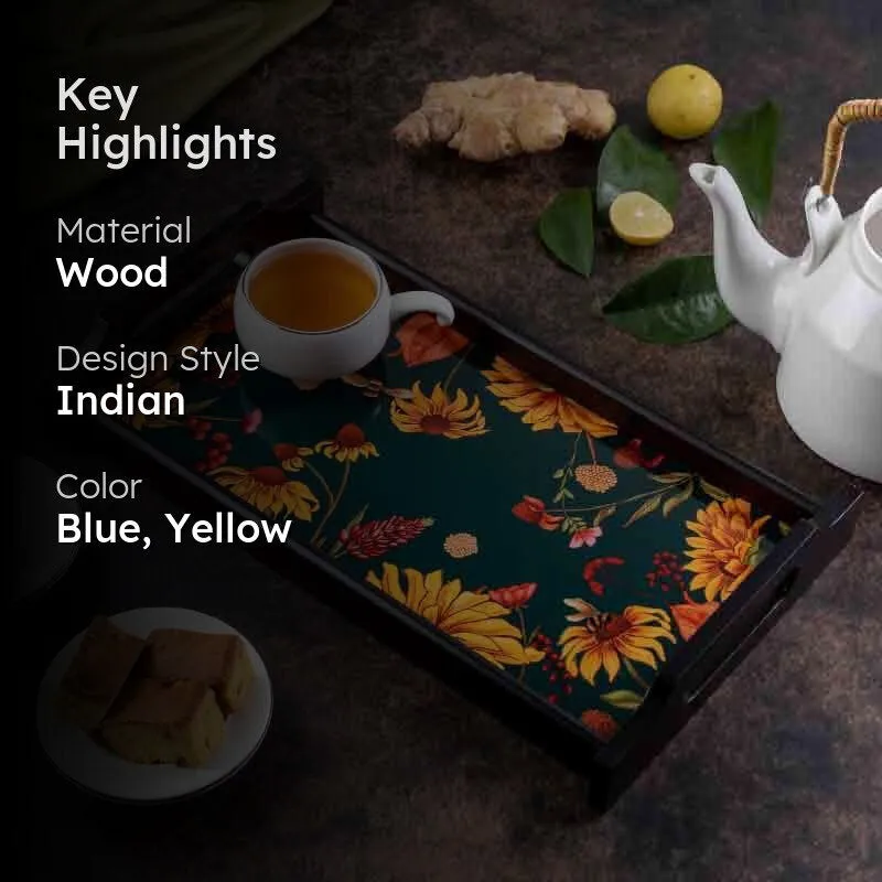 Floral Bliss Green Wooden Trays media 2