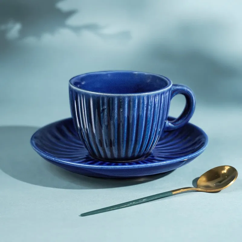 Siplet Cup & Saucer (Blue/150 mL Each) - Set of Four media 3