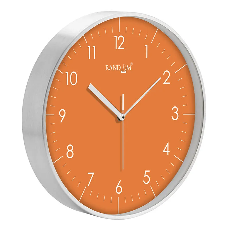 Benot Silver Analog Wall Clock - Orange & Silver media 4