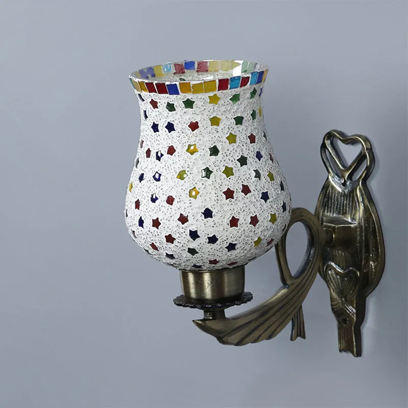 Ekta Love Gleam Mosaic Glass & Metal Wall Lamp media 4