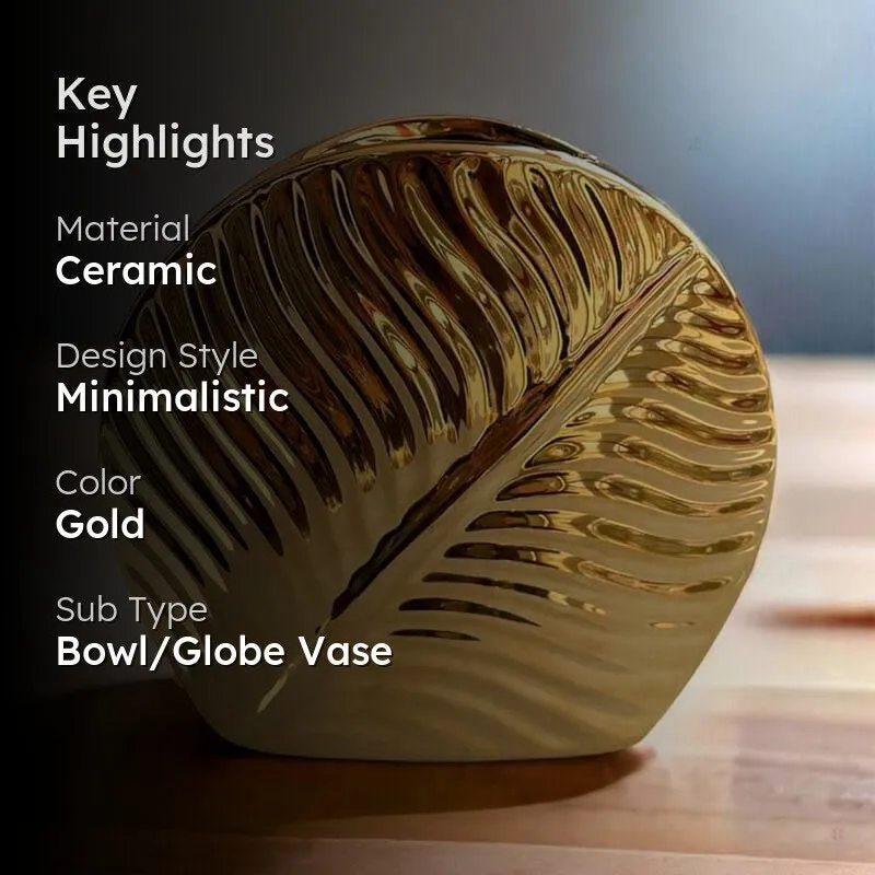 Golden Ceramic Petal Vase media 2