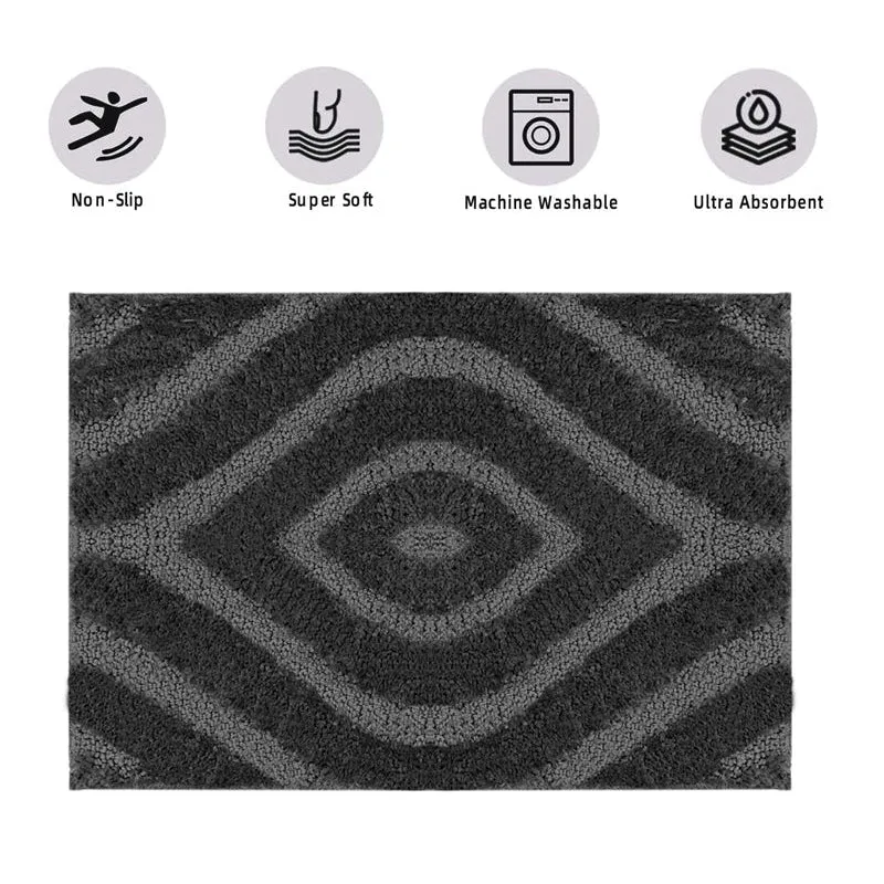 Scotch Stripes Microfiber Bath Mat - Dark Grey media 6