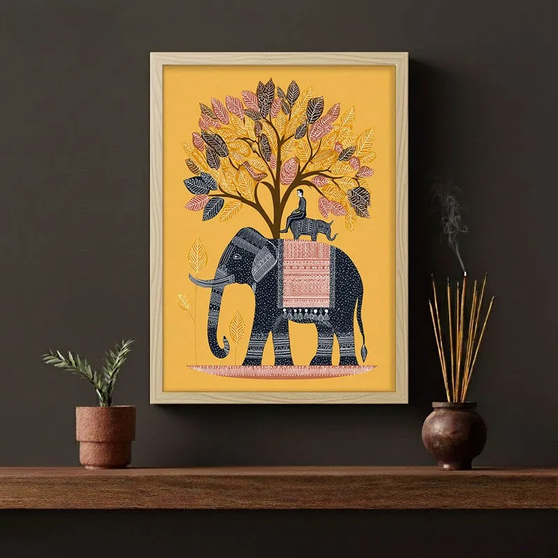 Gajtara Canvas Wall Painting With Brown Frame media 6