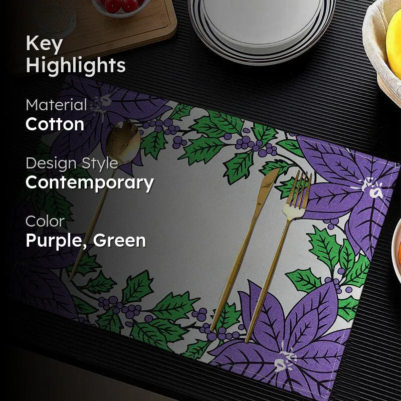 Acora Floral Placemat (Purple) - Set of Eight media 2