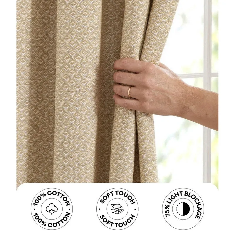 Form Ease Cotton Room Darkening Curtains - Beige media 6