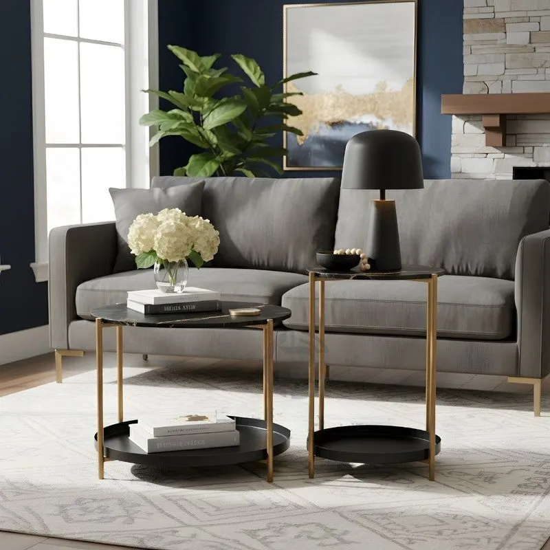 Arvo Hue Center Table (Black & Gold) - Set Of Two media 4