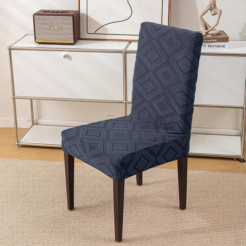 Diamante Jacquard Chair Cover (Charcoal) - Set Of Two media 3