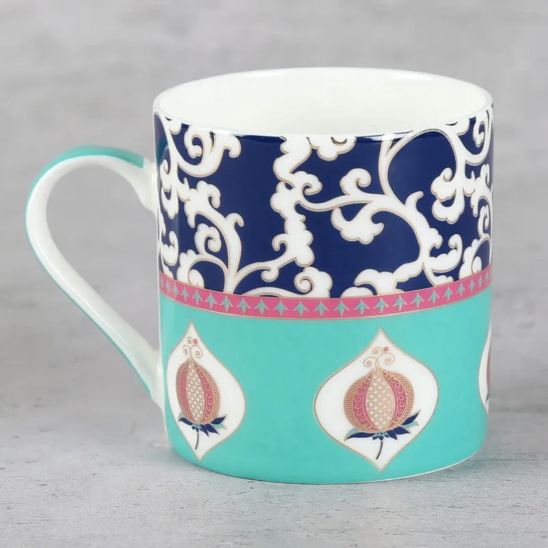 India Circus Bone China Tea Cup (220 mL Each),Blue,Green) - Set Of Six media 3