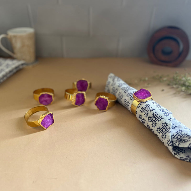 Suzzaine Handcrafted Agate Napkin Rings (Pink) - Set Of Six media 5